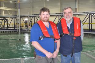 Jeff Steynor during Rockland Scientific testing at FloWave